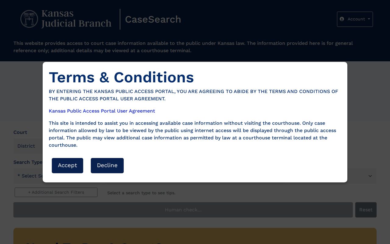 Current Kansas CaseSearch production application for district court records