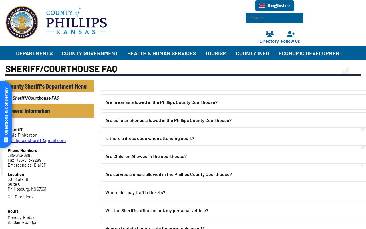 Phillips County courthouse information and visitor security guidance
